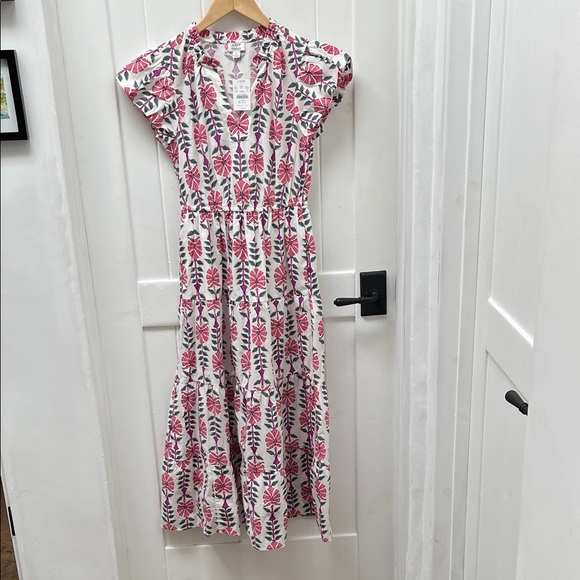 J. Crew White Maxi Dress with Pink Floral Print - Picture 7 of 9